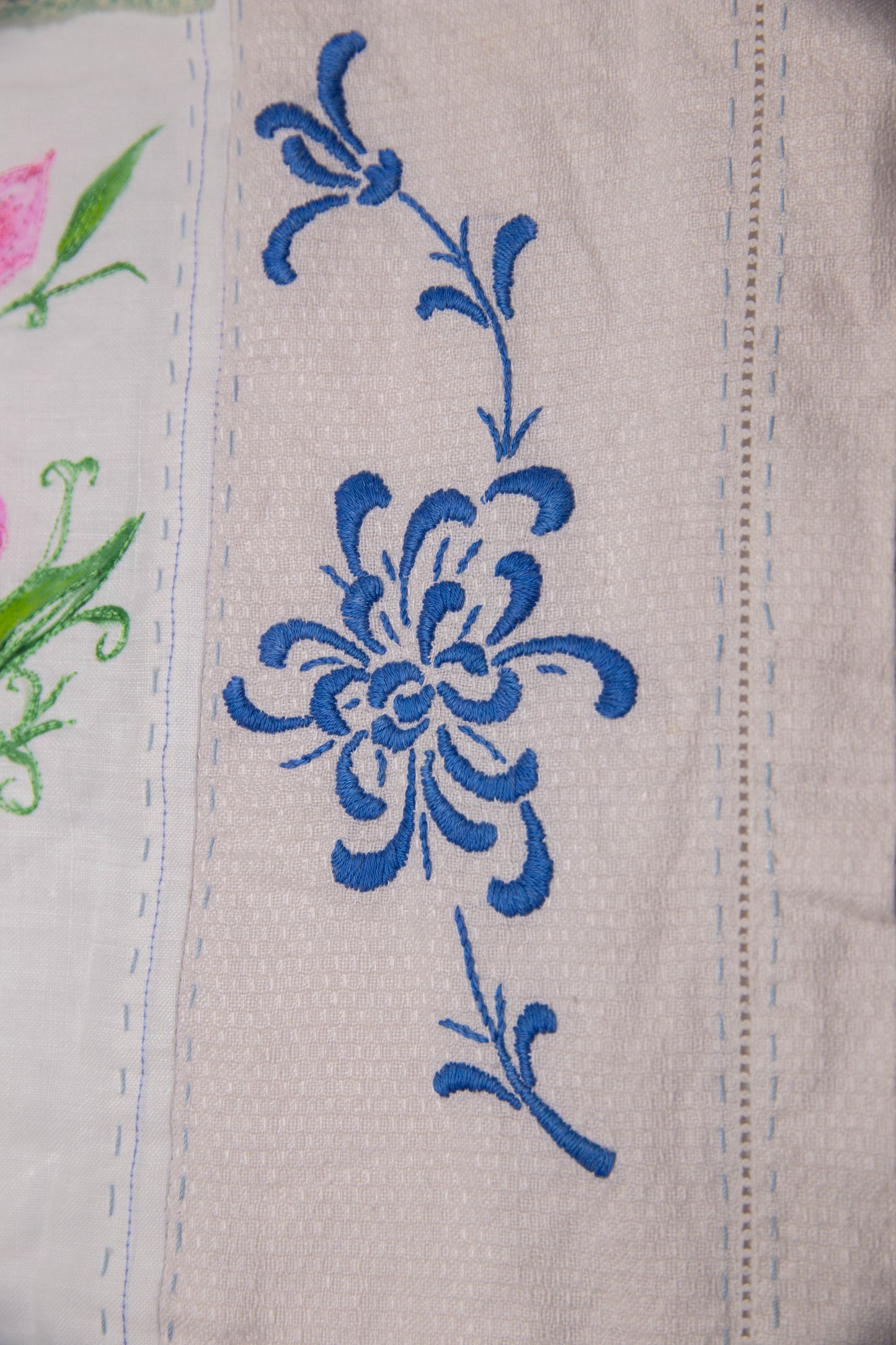 Sweet Peas and Vintage Embroidery