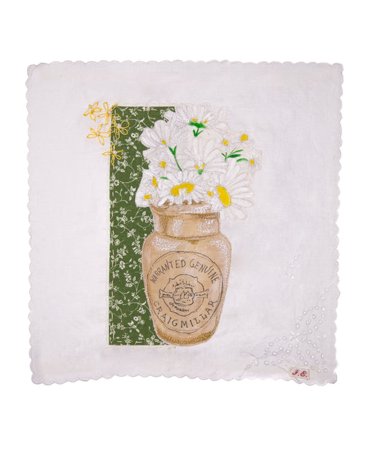 Englishcream Jar and Daisies